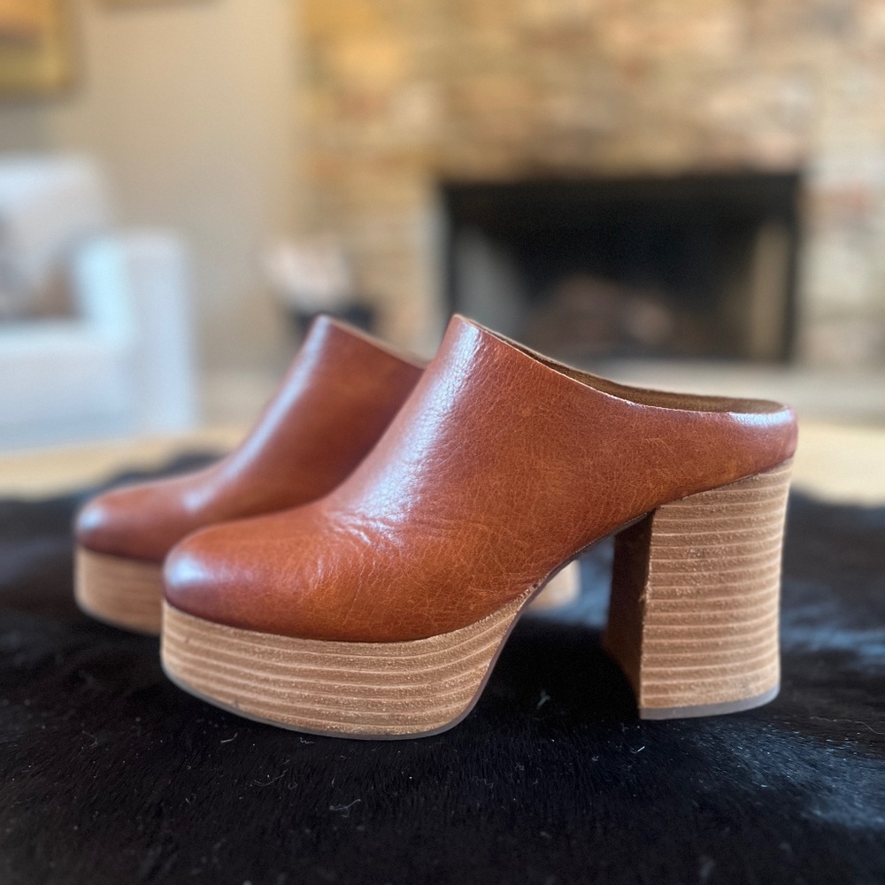 Kork-Ease Brown Leather Mules